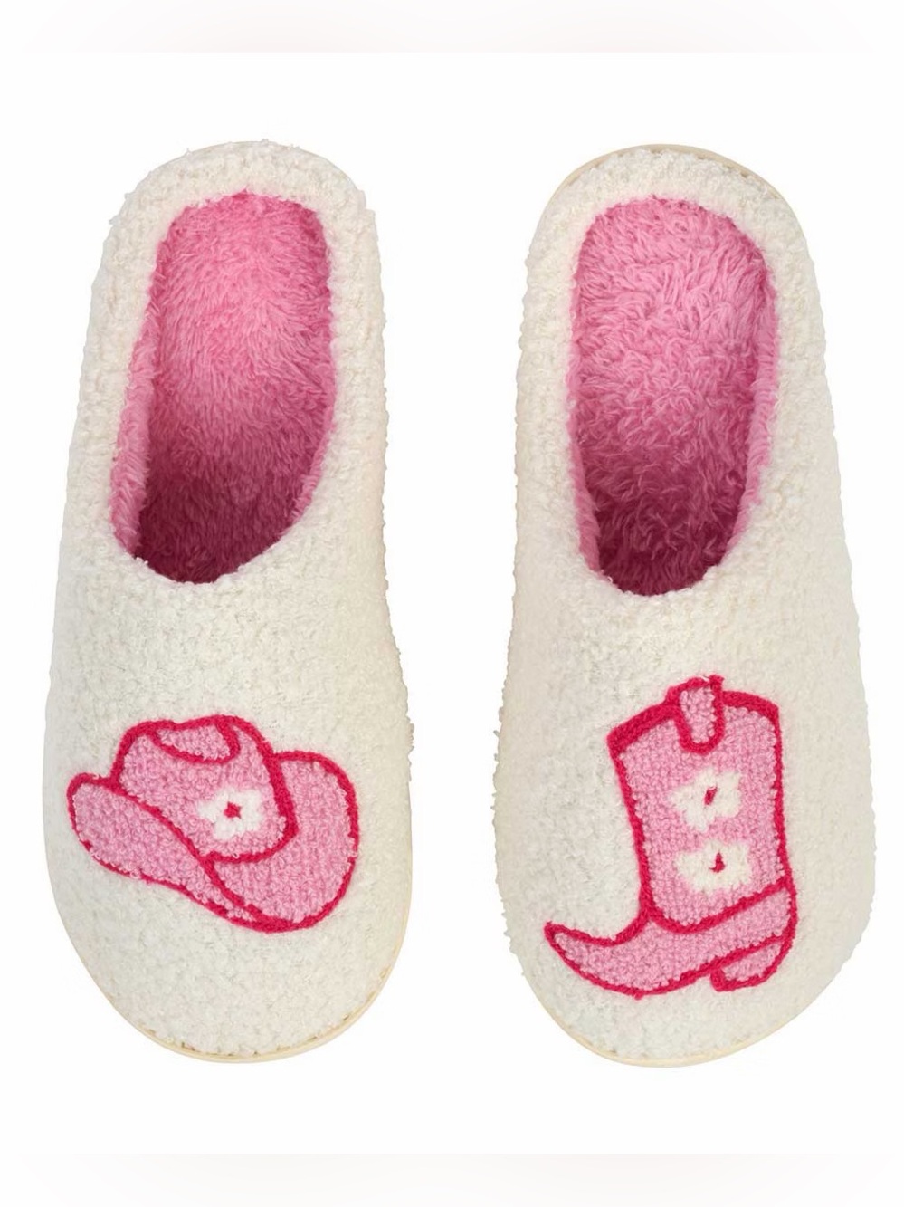 Cozy Slippers with Pink Western Embroidery